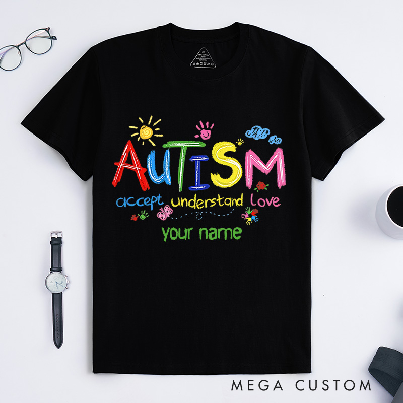 Personalized Autism Puzzle Pieces T-Shirt Autism Support Gift