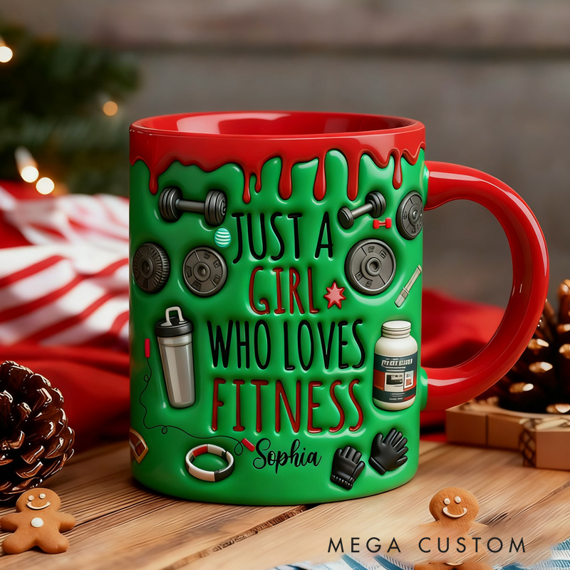Personalized Just A Girl Who Loves Fitness Gym Mug Gift for Her Kid Weightlift Gym Gift Lovers