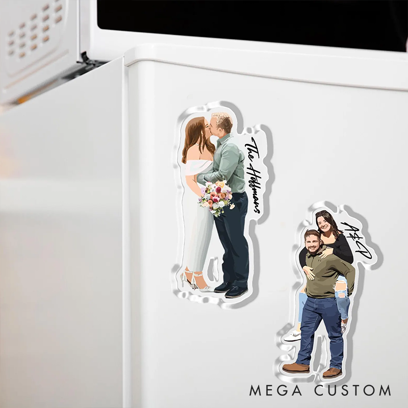 Personalized Couple Photo Faceless Portrait Fridge Magnet Newlyweds from Your Own Picture Valentine's Day Anniversary Christmas Gift