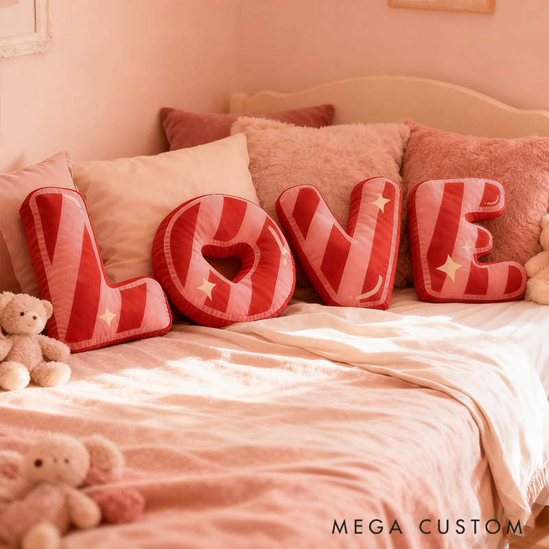 Personalized Girlfriend Initials Pillow Custom Couple Newlyweds Letter Cushion DIY Name Pillow First Christmas Pillow for Husband Wife Boyfriend