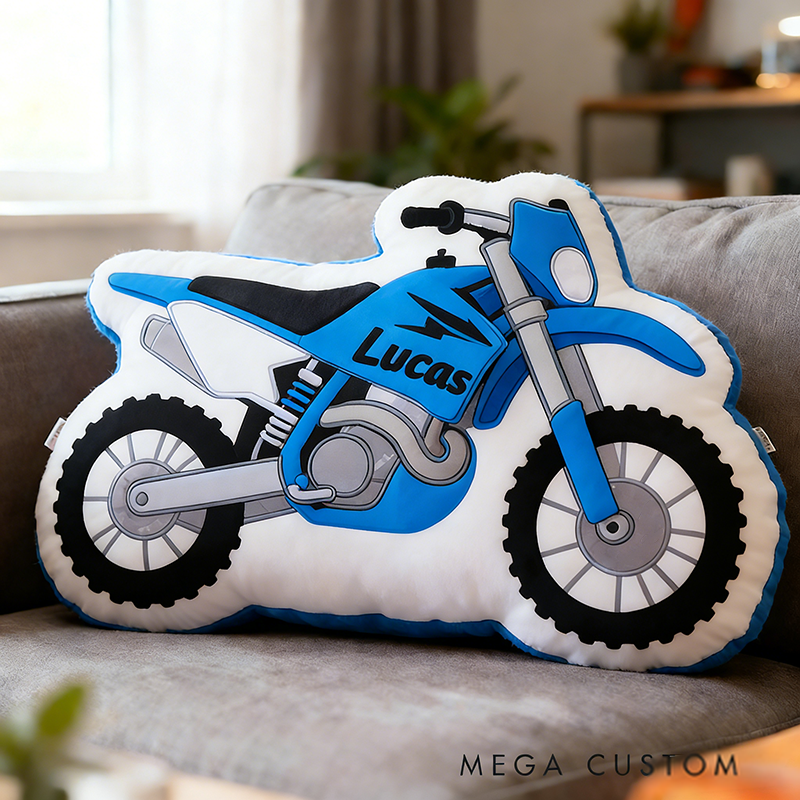 Personalized Motorcycle Pillow Custom Name 3D Graphic Print Cushion Gift for Bikers and Motorcycle Fans