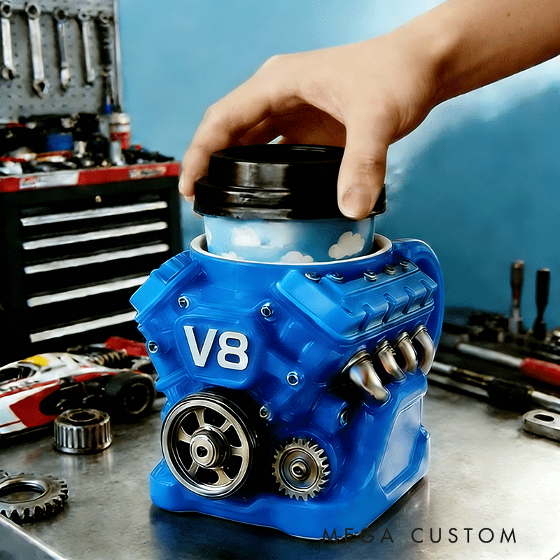 Personalized V8 Engine Ice Cream Pint Holder Funny and Useful Dessert Gift