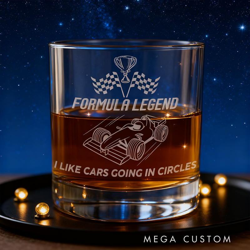 Personalized Formula Legend Engraved Whiskey Glass Custom Name Old Fashioned Tumbler Gift for Racing Lovers
