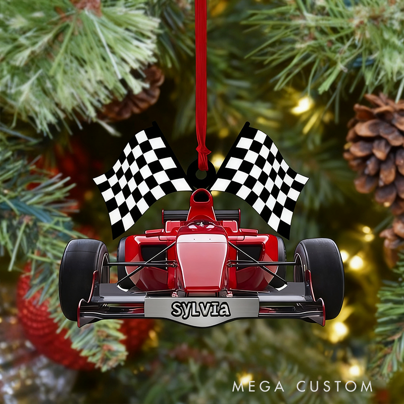 Personalized F1 Racing Car Christmas Ornament – Custom Acrylic Formula Car Gift for Racing Lovers and Motorsport Fans