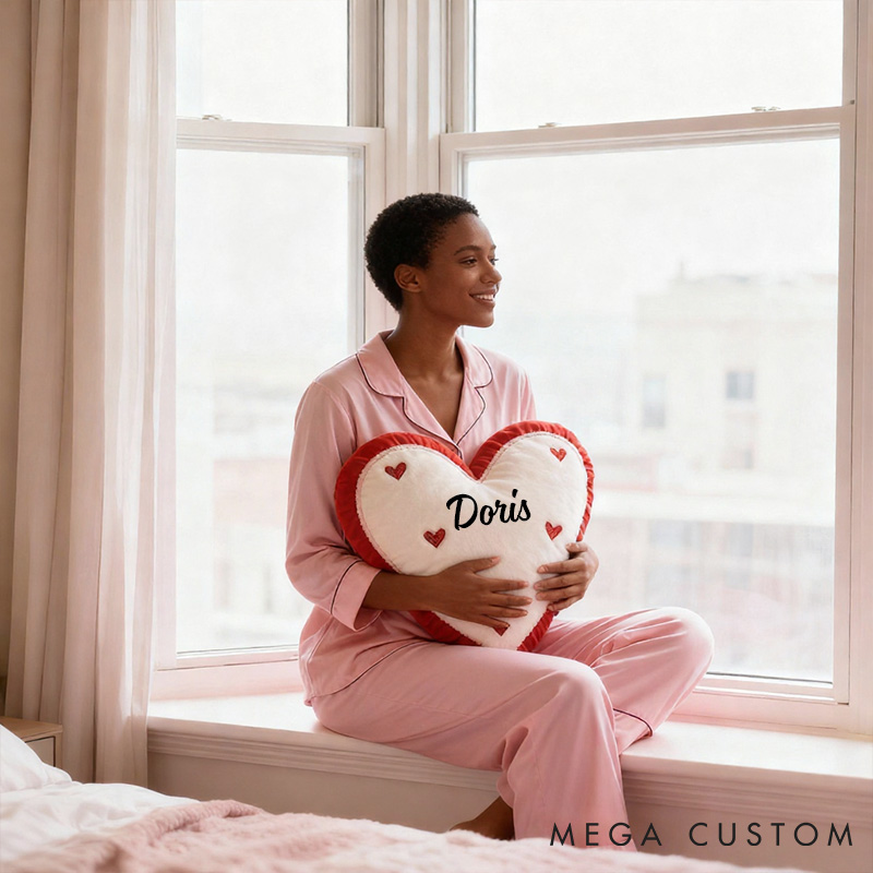 Personalized Couple Heart-Shaped Pillow Custom Heart Pillow with Name Holiday Gift Pillow for her Xmas Gift Home Decor Pillow