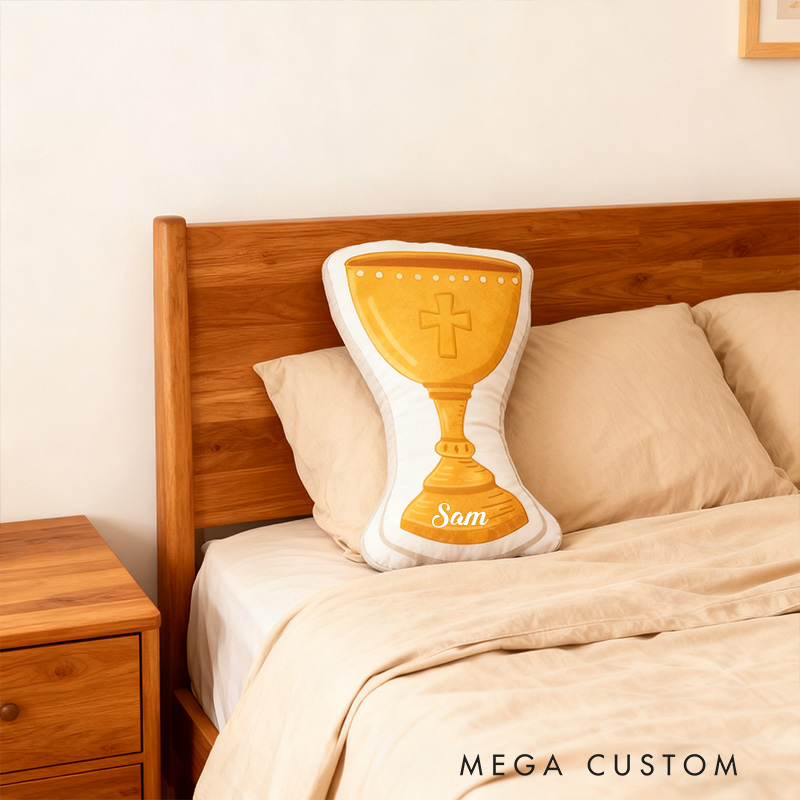 Personalized Chalice Pillow with Custom Name Home Decor Religious Pillow Catholic Gift Faith Gift Mass Pillow