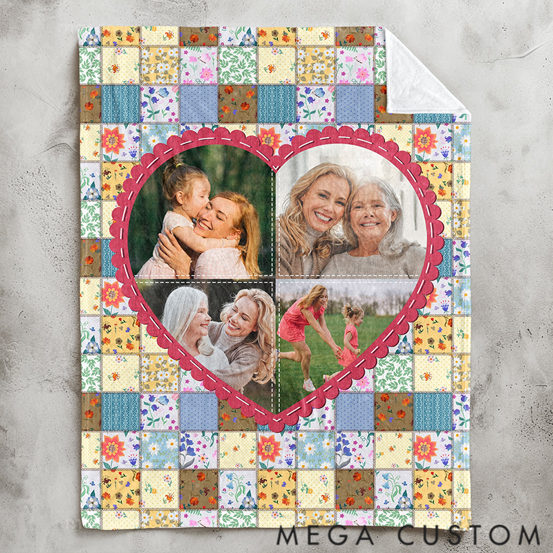 Personalized Family Each Patch Stitched with Love Photo Blanket