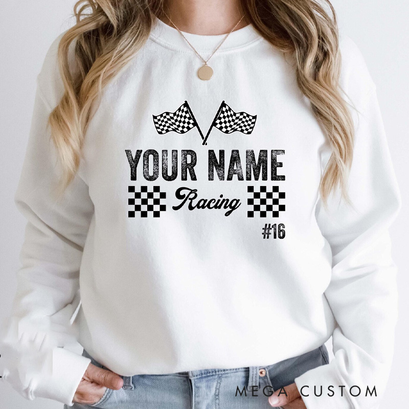 Personalized Cycling Race Sweatshirts with Number And Name Custom Racing Your Name Sweatshirts Gift for Race Lover Hoodie Riding Lovers