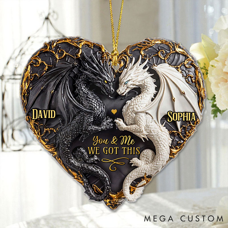 Personalized You and Me We Got This 2D Flat Acrylic Ornament Dragon Couple Halloween Ornament Couple Xmas Ornament Couple Keepsake Gift