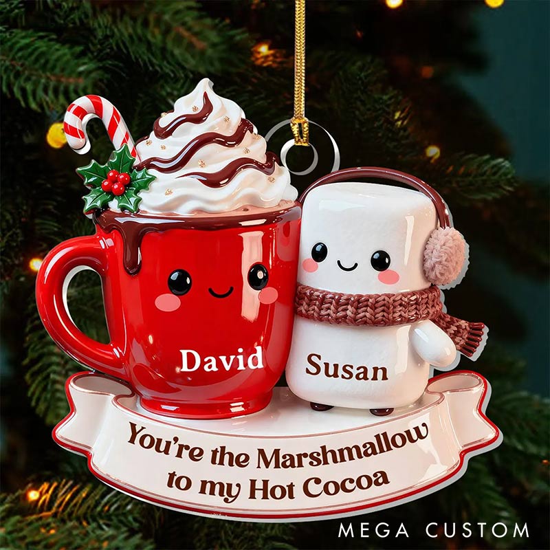 Personalized You Are The Marshmallow To My Hot Cocoa Couple Hot Cocoa Marshmallow Chrismas Tree Decoration with Names Chrismas Gift for Husband Wife