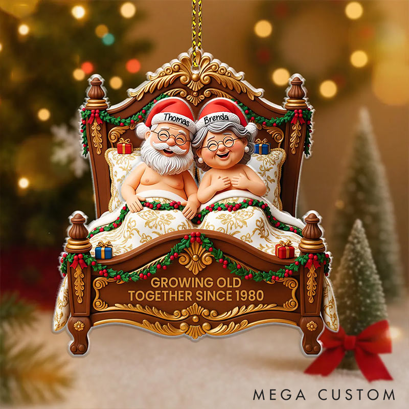 Personalized Growing Old Together Since Couple Chrismas Tree Decoration with Names for Girlfriend Boyfriend Chrismas Gift for Husband Wife