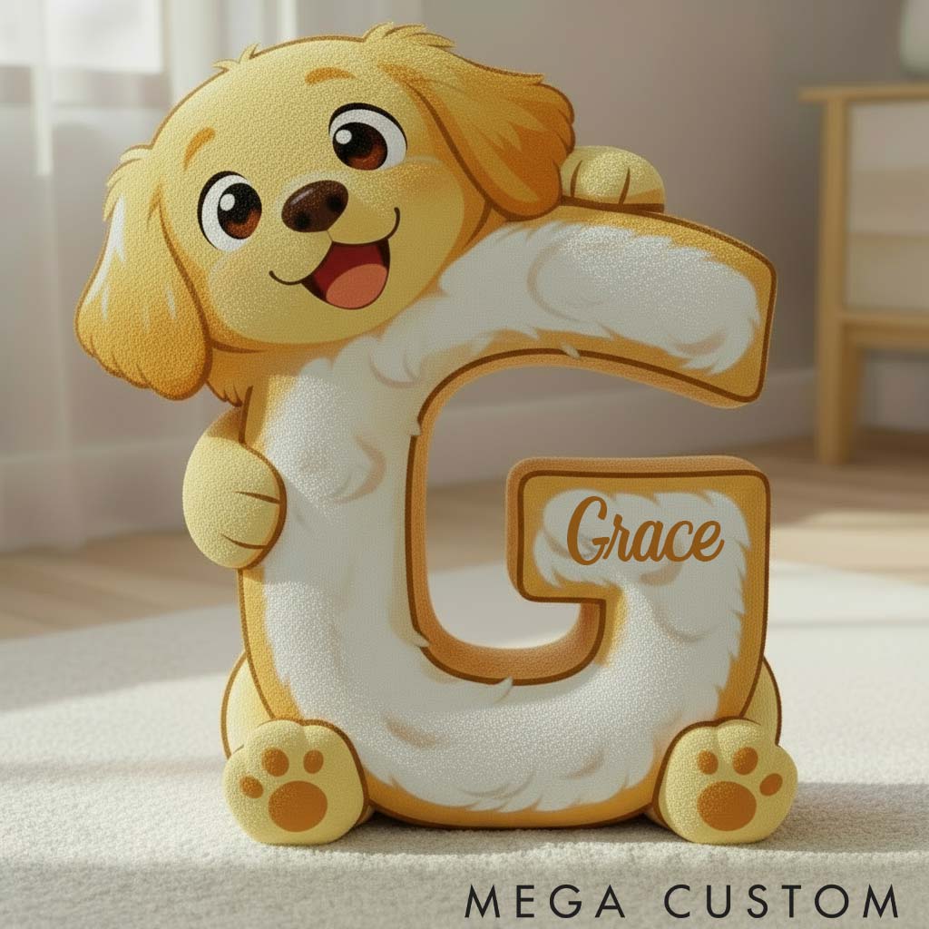 Personalized Dog Lover Golden Retriever Letter Pillow with Custom Name  Graphic 3D Print Pillow