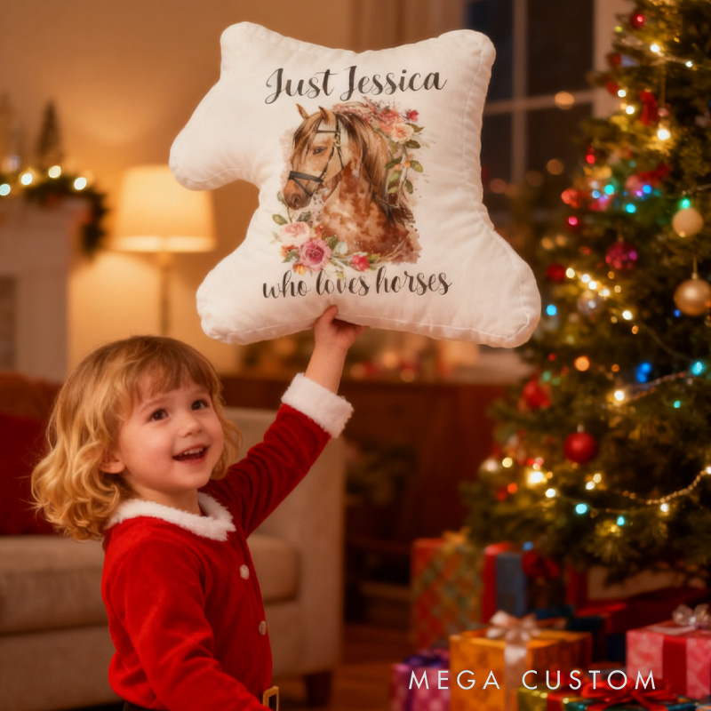 Personalized Equestrian Just A Girl Graphic 3D Print Pillow for Riding Enthusiasts Horse Lovers Rider Racing Soft and Funny Home Decor
