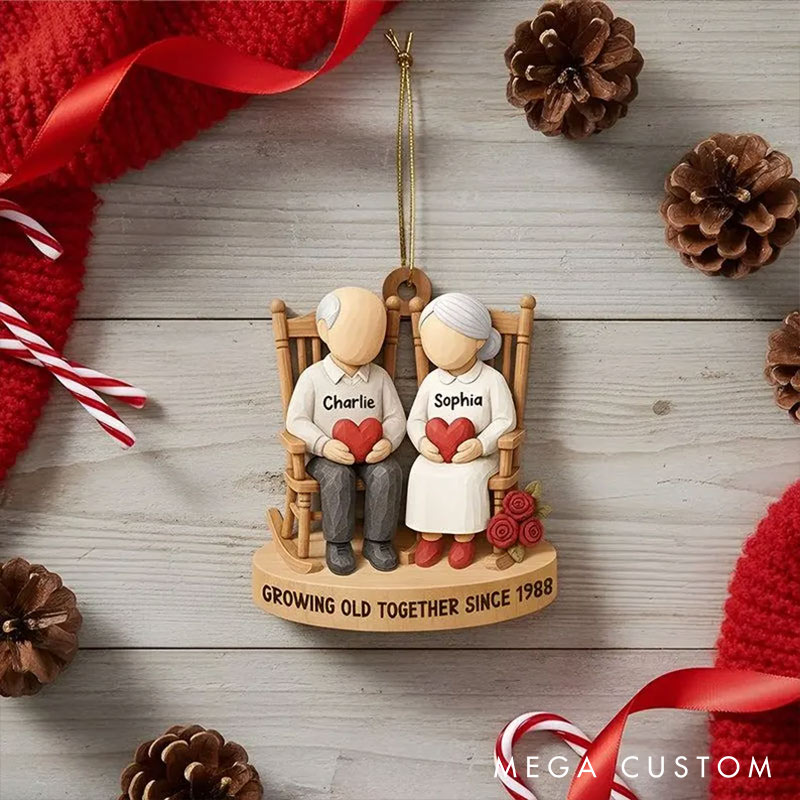 Personalized Heart Couple Growing Old Together since Ornament Chrismas Tree Decoration with Names Chrismas Gift for Husband Wife