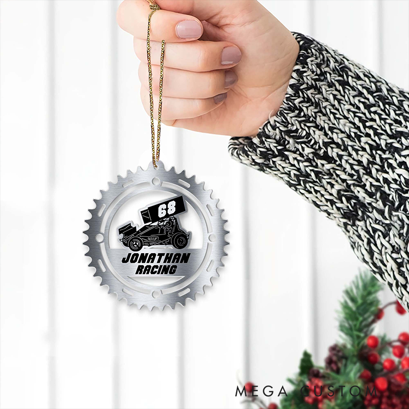 Personalized Racing Car Christmas Ornament Custom Name and Number Acrylic Holiday Decoration Gift for Racers and Motorsports Fans