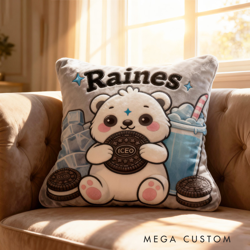 Personalized Bear Throw Pillow Cookie Lover Pillow with Name for Baking Lover Birthday Holiday Gift for Kids Boy Girl Gift for Baking Lover Pillow