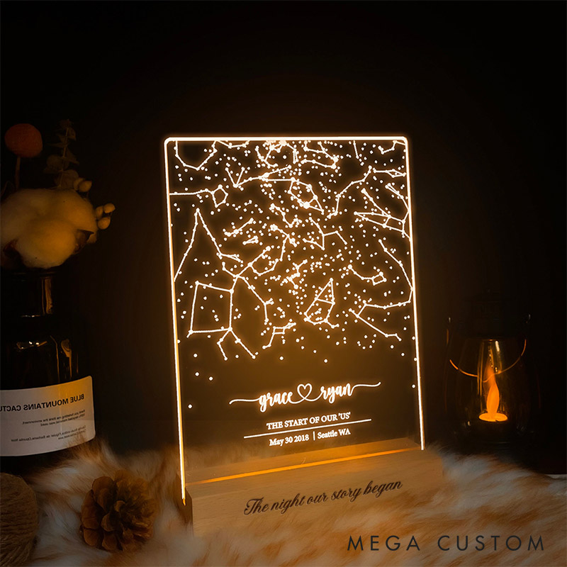 Personalized Couple Star Map by Date and Location Night Light Custom The Night Our Story Began Night Lamp for Her Constellation Map Anniversary Gift