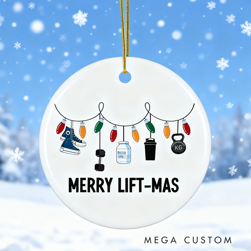 Personalized Ceramic Ornament Exercise Ornament Fitness Ornament Workout Decoration Merry Fitmas Weightlifting Gift Gym Decor Christmas Ornament