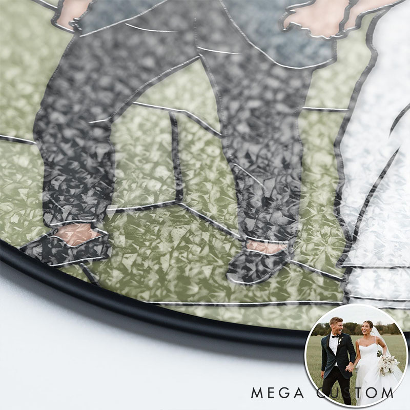 Personalized Couple Faceless Photo Stained Glass Suncatcher Newlyweds Portrait Window Decor Anniversary Gift for Husband Wife Boyfriend Girlfriend