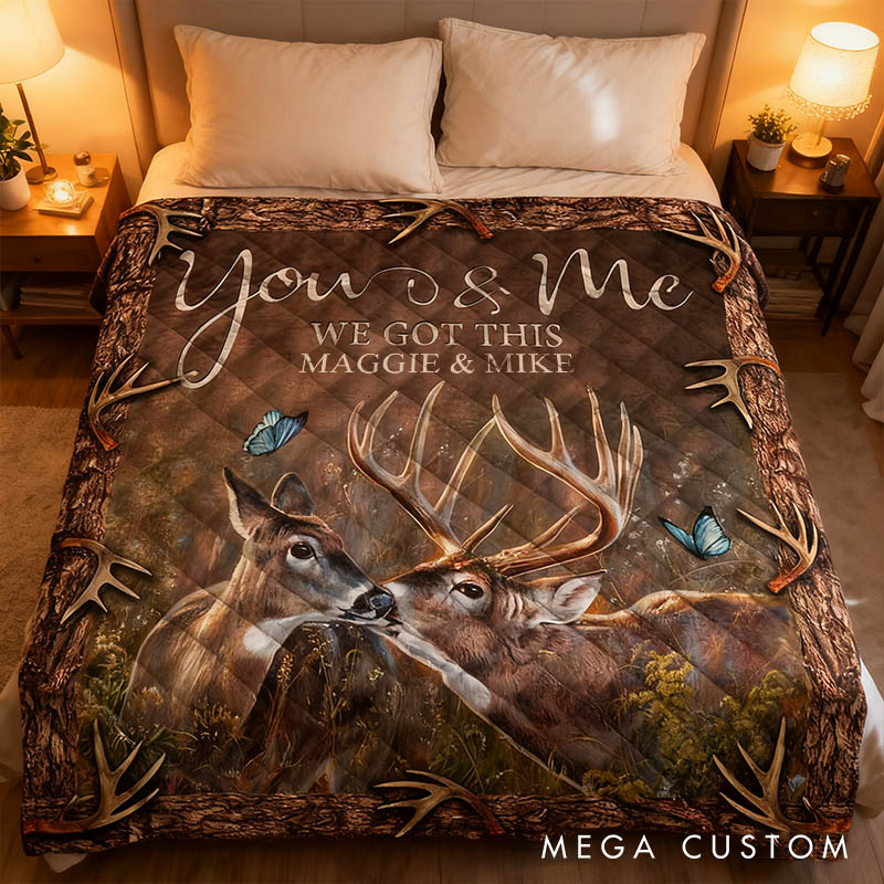 Personalized Couple Deer You and Me We Got This Blanket Custom Newlyweds Name Nature-inspired Blanket Valentines Day Gift for Husband Wife Bride Groom