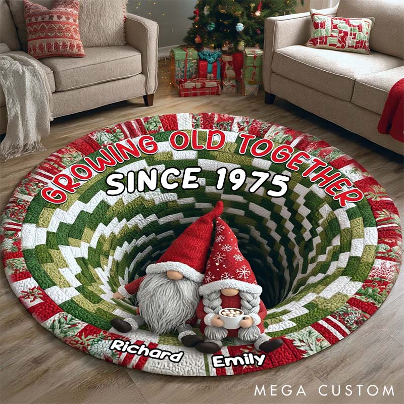 Personalized Gnome Couple Round Mat Christmas Gifts for Couple Gnome Mat with Name for Husband Wife Couple Anniversary Gift