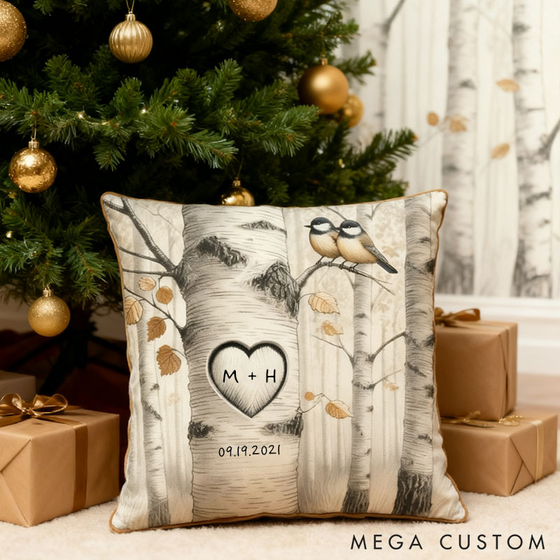 Personalized Couple Bird Pillow Couple Anniversary Lovebird Pillow Newlywed Gift Home Decor Pillow Couple Xmas Gift for Wife Girlfriend