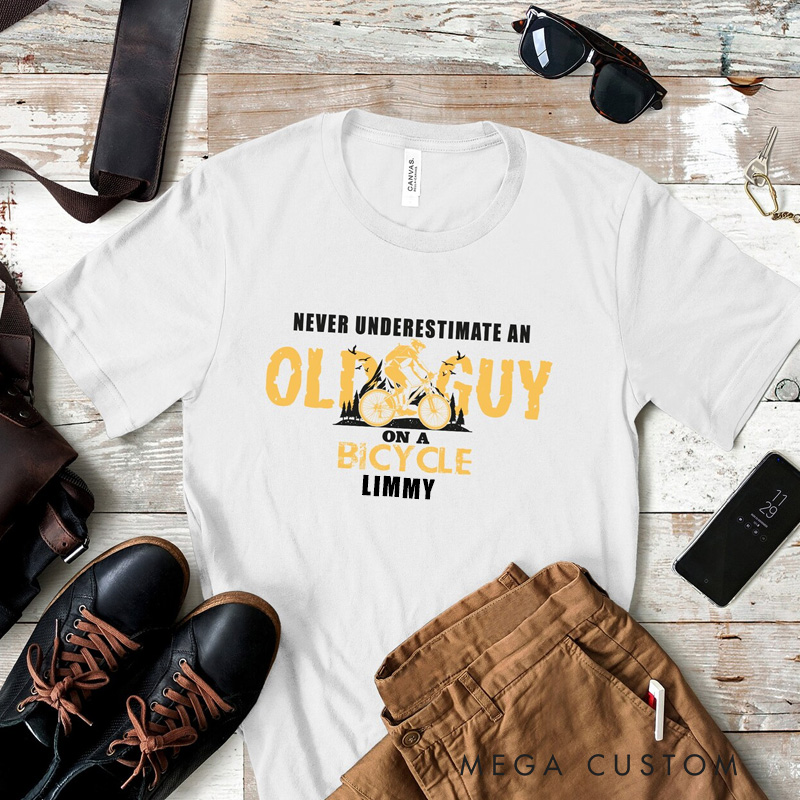 Personalized Cyclist Old Guy Gift Tee T-Shirt for Cyclist Biker Rider Cycling Lovers