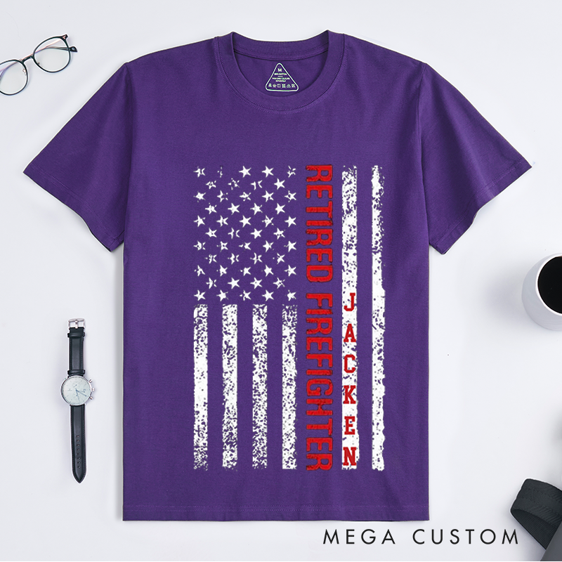 Personalized Fireman Flag Retired Firefighter Tribute Design Gift for Firefighter T-Shirt
