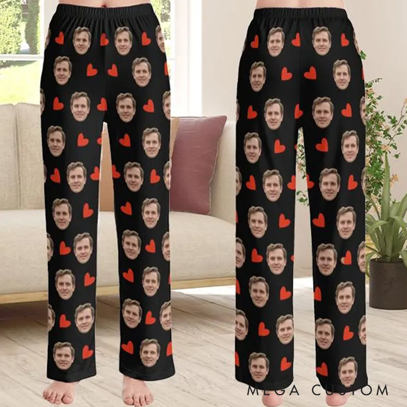 Personalized Faces Pajama Pants Matching Photo Pants Gift for Boyfriend for Girlfirend Anniversary Gift for Couple Gift for Husband Wife