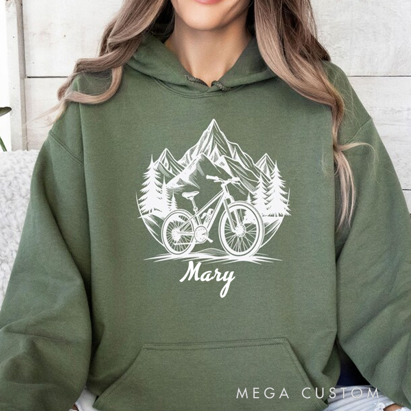 Personalized Mountain Bike Hoodie Bike Lover Gift Top Cycling Hoodie Bicycle Lovers Rider Riding Lovers