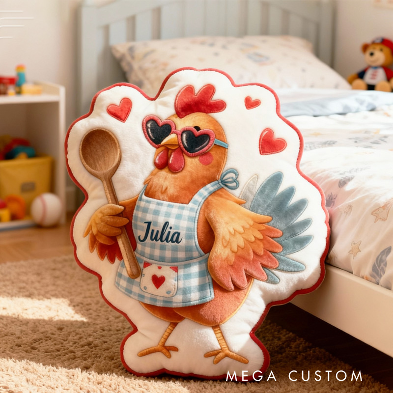 Personalized Cooking Chicken Throw Pillow Graphic 3D Print Baking Baking Pillow with Name for Kids Baker Birthday Gift