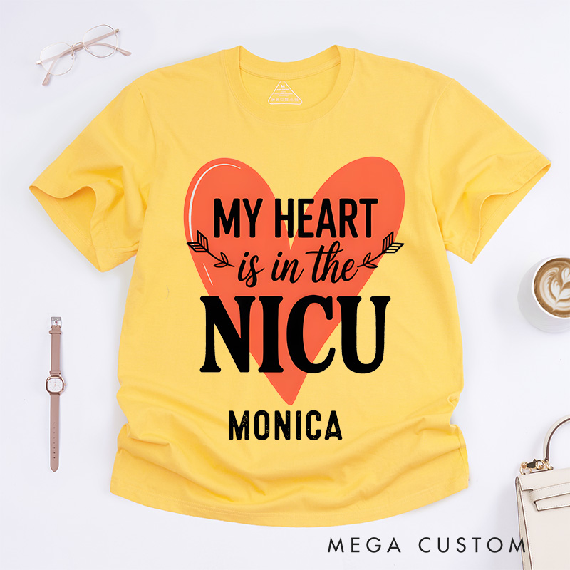Personalized Nurse T-Shirts My Heart is in the NICU Fashion Design T-Shirts