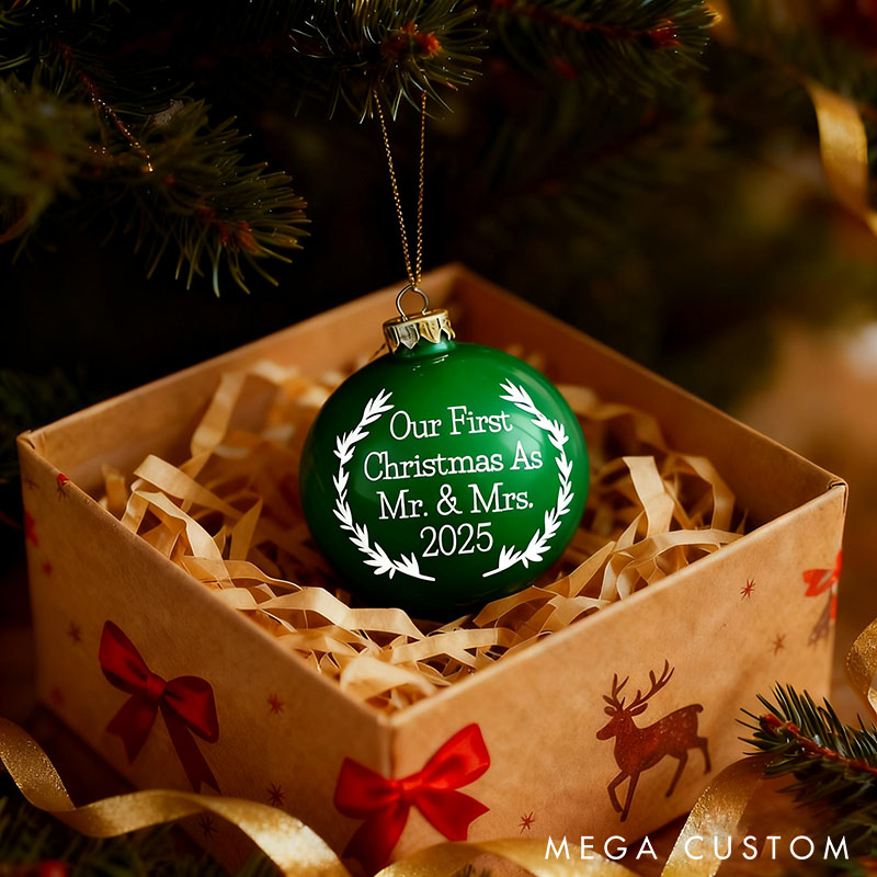 Personalized Our First Christmas as Mr. & Mrs. Ornament Couple Xmas Decor Ball Newlyweds Christmas Decor Bulb Ornament
