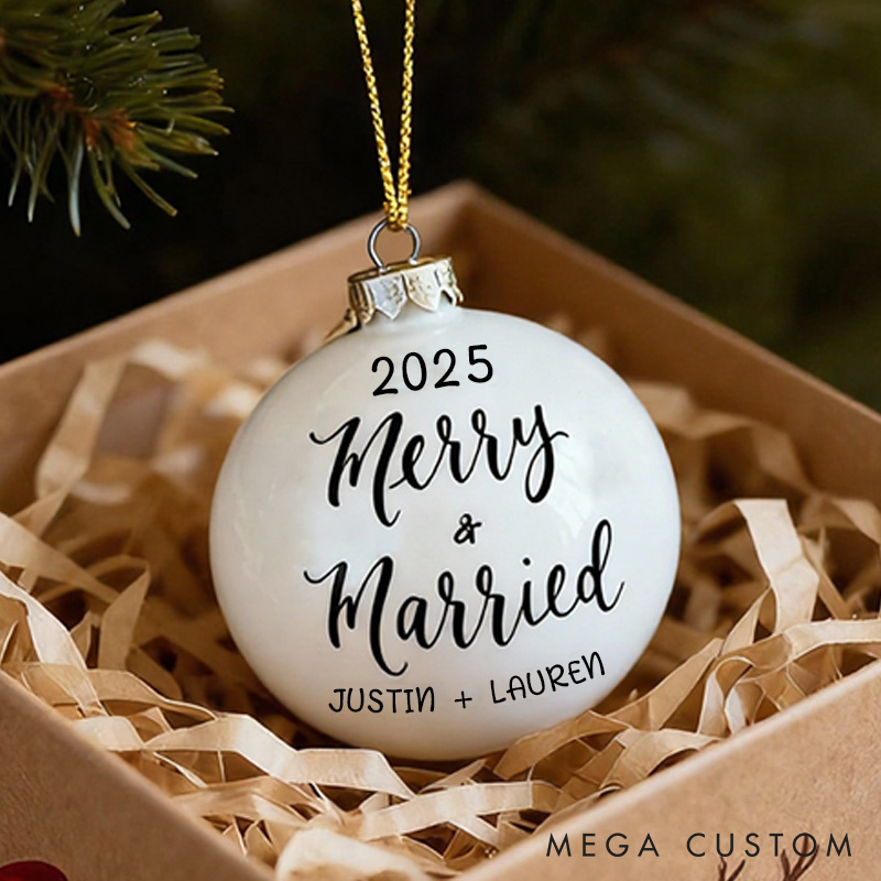 Personalized Merry and Married Ornament Custom Couple 1st Christmas Ornament Newlywed Christmas Gift Decor