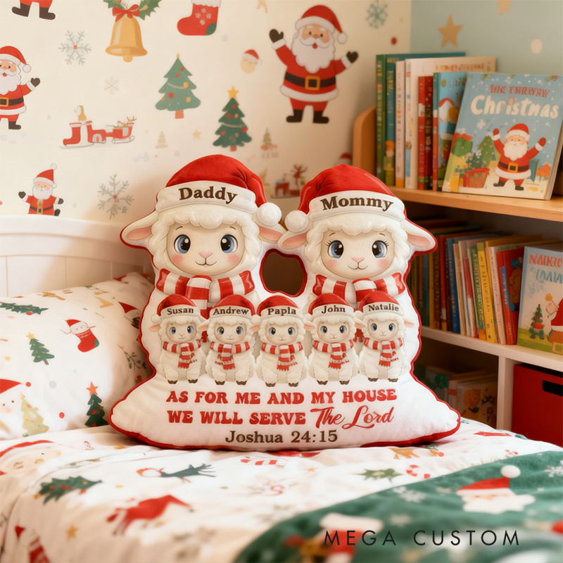 Personalized As For Me And My House We Will Serve The Lord Pillow with Custom Name Home Decor Gift for Christian