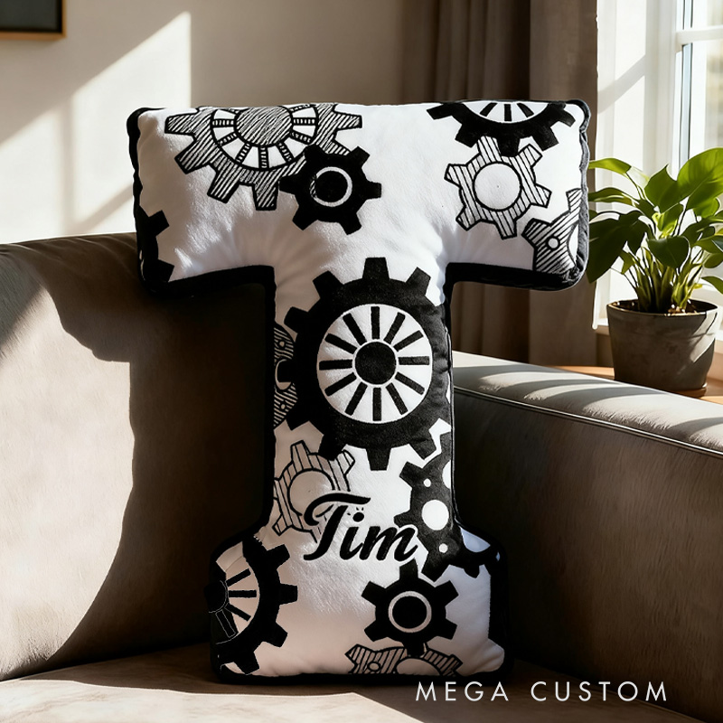 Personalized Cycling Gear Letter Pillow Graphic 3D Print Funny Letter Pillow Black And White Name Pillow Comfortable Travel Cushion for Riders Riding Lovers