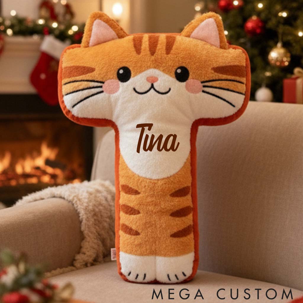 Personalized Cat Lover Cute Orange Tabby Cat Letter Pillow Graphic 3D Print Pillow