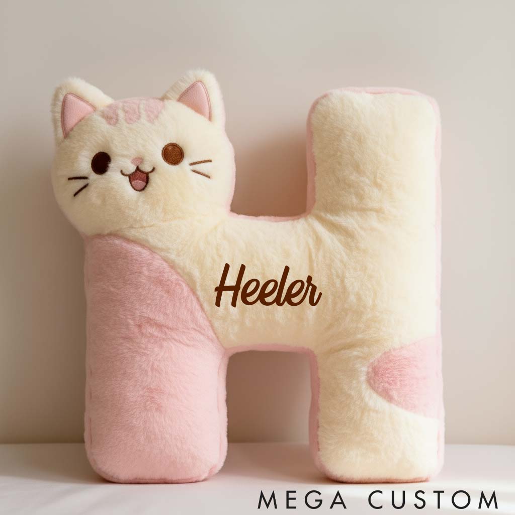 Personalized Cat Lover Pink Cat Letter Pillow Graphic 3D Print Pillow