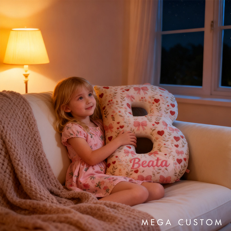 Personalized Flower Girl Floral Initial Pillow Home Decor Pillow Flower Girl Christmas Pillow