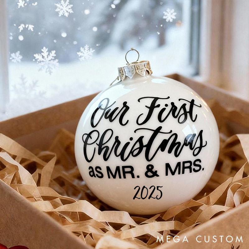 Personalized Couple Wedding Ornament Our First Christmas Bulb Ball Newlywed Xmas Gift Ball Couple Christmas Decor