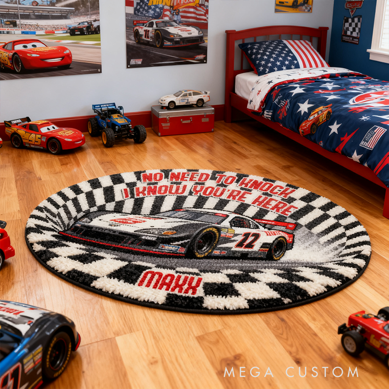 Personalized Spiral Speedway Doormat with Custom Name Design for Racers and Racing Lovers