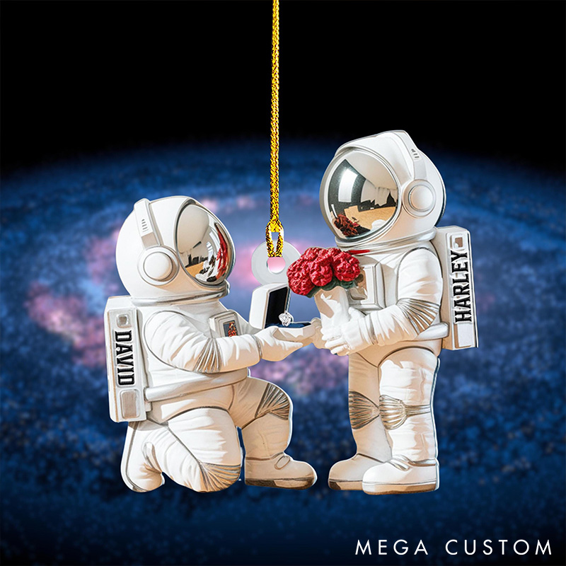 Personalized Name Couple Astronaut Space Ornament Custom Astronaut Couple Ornament Gift Newlywed Christmas Gift A Love That's Out of This World