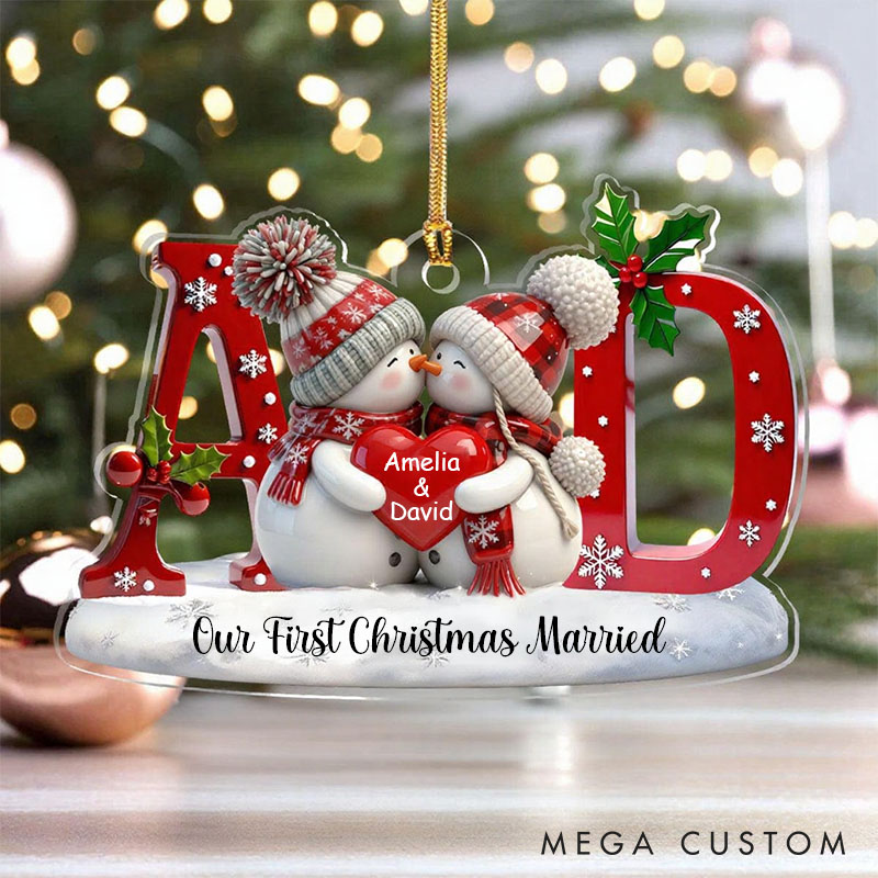 Personalized Snowman Couple Ornament Our First Christmas Ornament Newlyweds Christmas Gift Romantic Keepsake for Couples 2025