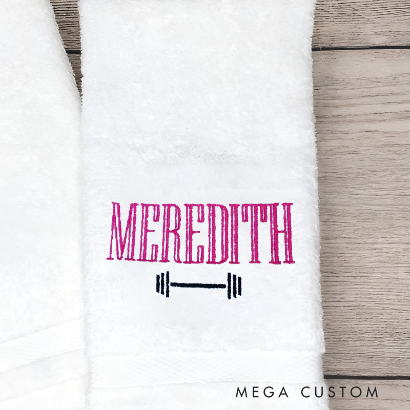 Personalized Barbell Gym Towel Monogrammed Sports Sweat Towel Sports Gym Hand Towel Workout Fitness Gym Lover Gift