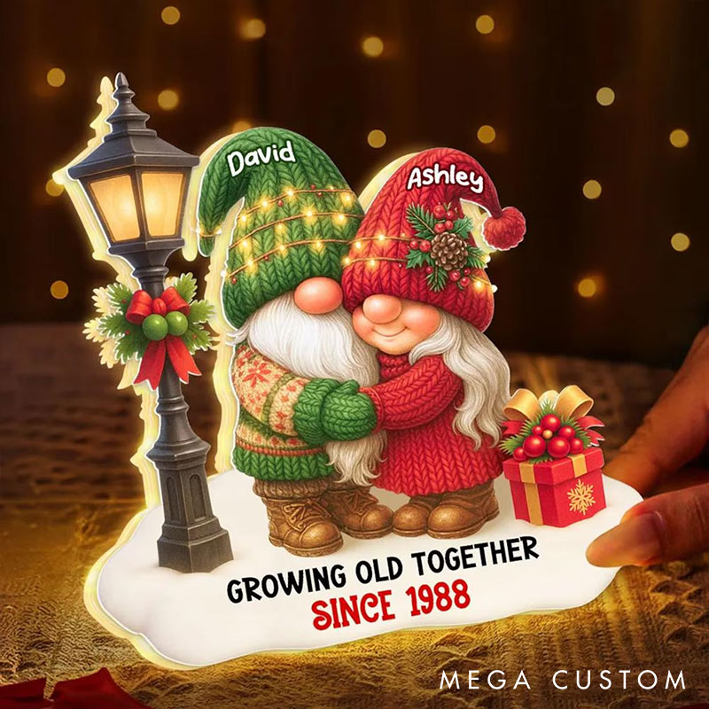Personalized Couple Growing Old Together Since Light Box Custom Name Night Light Decor Keepsake Gift for Couple for Husband Wife Him Her 