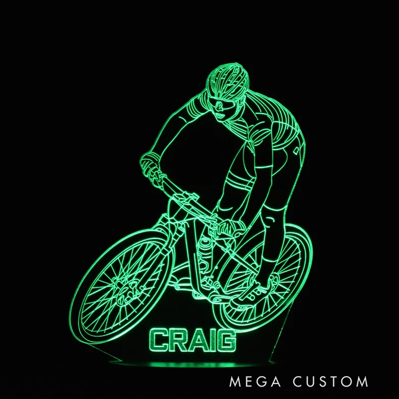 Personalized Mountain Bike LED Night Light Custom Name Bicycle Led Lamp Biker Birthday Gift Cyclist Bedroom Decor Cycling Sign Engraved Bike Lamp