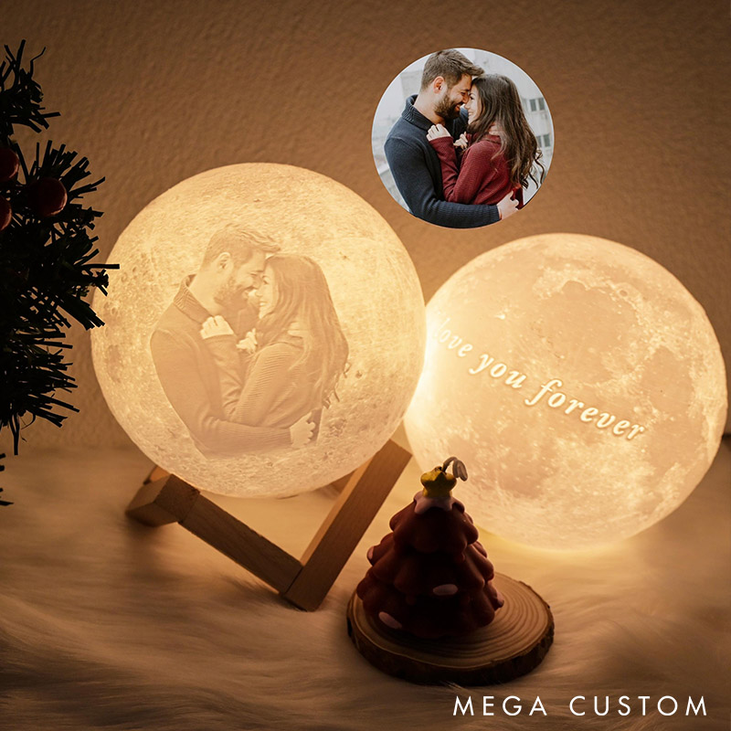 Personalized Couple Photo Moon Night Light Custom Moon Touch Lamp form Your Own Picture 3D Printed Lunar Led Table Lamp Anniversary Christmas Gift