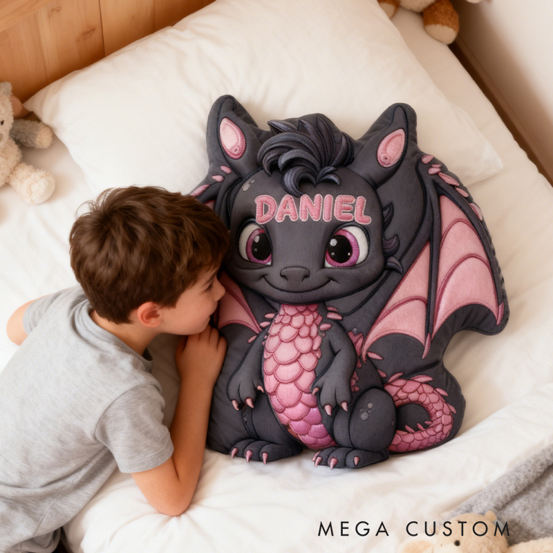 Personalized Cute Little Dinosaur with Name Graphic 3D Print Pillow Christmas Gift for Kids Birthday Gift