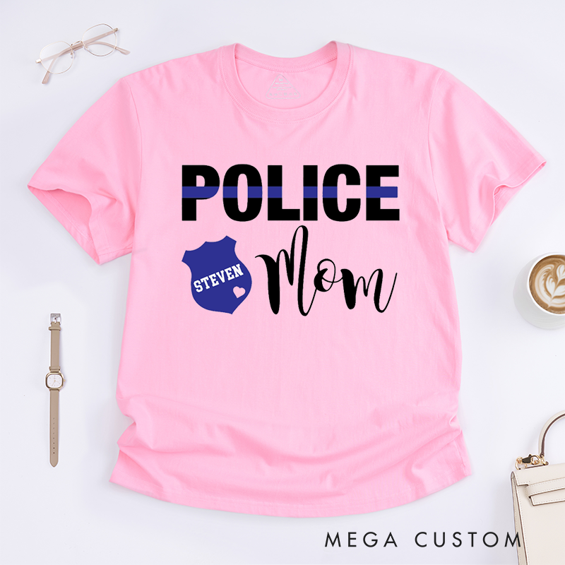 Personalized Policeman Police Mom Design Gift for Police Officer T-Shirt