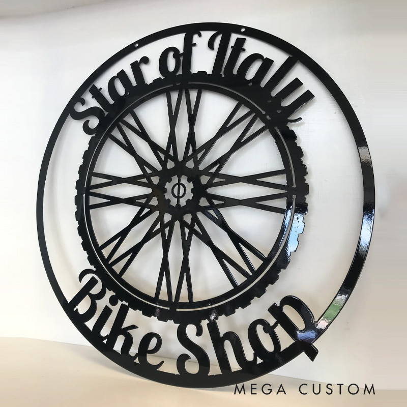 Personalized Bicycle Wheel Metal Wall Art Gift for Cyclist Bike Room Sign Outdoor Decor for Cycling Riding Lovers